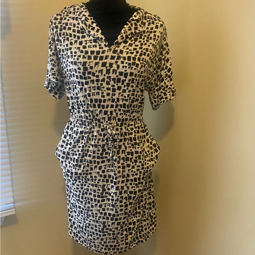 Chico's Black and White Geometric Mini Dress